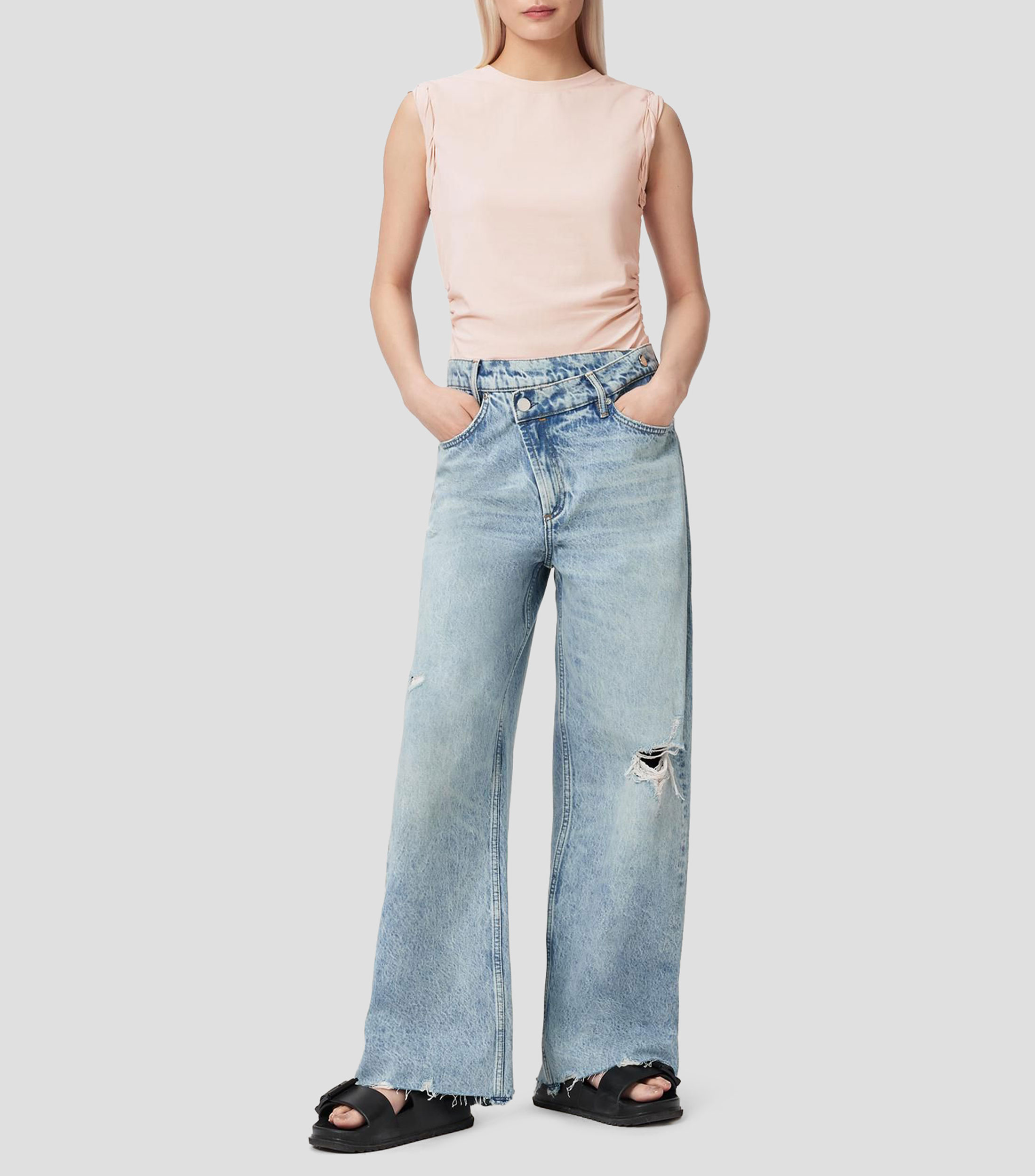 Blusa lisa sin mangas Mujer